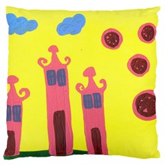 Three Houses Saying Ohhhh Large Flano Cushion Case (one Side) by snowwhitegirl