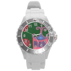 The Biggest Pink House Round Plastic Sport Watch (l) by snowwhitegirl