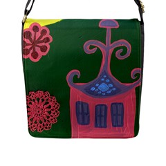 The Biggest Pink House Flap Messenger Bag (l)  by snowwhitegirl