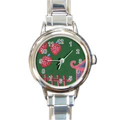 Floating Strawberries Round Italian Charm Watch