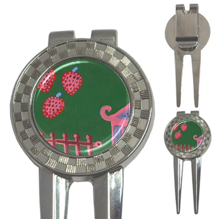 Floating Strawberries 3-in-1 Golf Divots