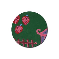 Floating Strawberries Rubber Coaster (Round) 