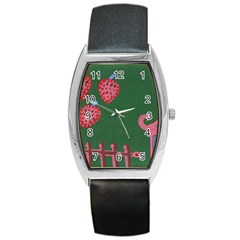 Floating Strawberries Barrel Style Metal Watch by snowwhitegirl