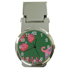 Floating Strawberries Money Clip Watches