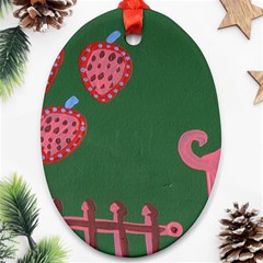 Floating Strawberries Oval Ornament (Two Sides)