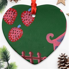 Floating Strawberries Heart Ornament (Two Sides)