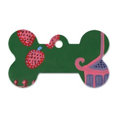 Floating Strawberries Dog Tag Bone (Two Sides)