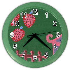 Floating Strawberries Color Wall Clock