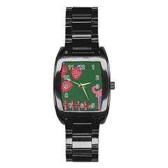 Floating Strawberries Stainless Steel Barrel Watch by snowwhitegirl