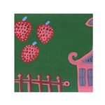 Floating Strawberries Small Satin Scarf (Square) Front