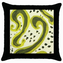 Yellow Swirls Throw Pillow Case (black) by snowwhitegirl