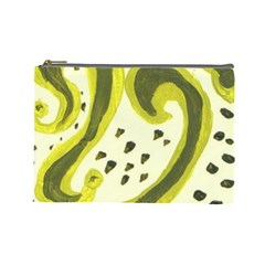 Yellow Swirls Cosmetic Bag (large) by snowwhitegirl