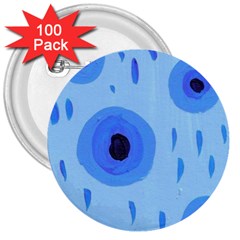 Blue Rain 3  Buttons (100 Pack)  by snowwhitegirl