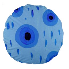 Blue Rain Large 18  Premium Round Cushions by snowwhitegirl