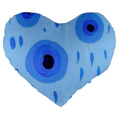 Blue Rain Large 19  Premium Heart Shape Cushions by snowwhitegirl