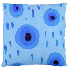 Blue Rain Large Flano Cushion Case (one Side) by snowwhitegirl