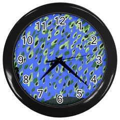 Raining Leaves Wall Clock (black) by snowwhitegirl