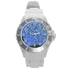 Raining Leaves Round Plastic Sport Watch (l)