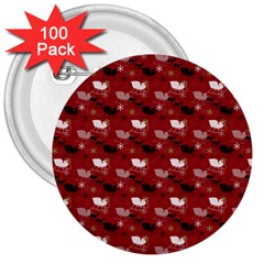 Snow Sleigh Deer Red 3  Buttons (100 Pack)  by snowwhitegirl