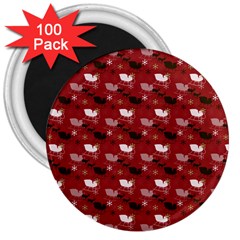 Snow Sleigh Deer Red 3  Magnets (100 Pack) by snowwhitegirl