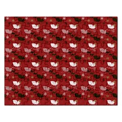 Snow Sleigh Deer Red Rectangular Jigsaw Puzzl by snowwhitegirl