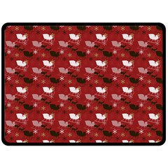 Snow Sleigh Deer Red Fleece Blanket (large)  by snowwhitegirl