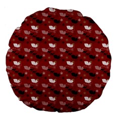 Snow Sleigh Deer Red Large 18  Premium Flano Round Cushions by snowwhitegirl