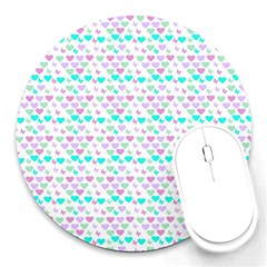 Hearts Butterflies White 1200 Round Mousepads by snowwhitegirl