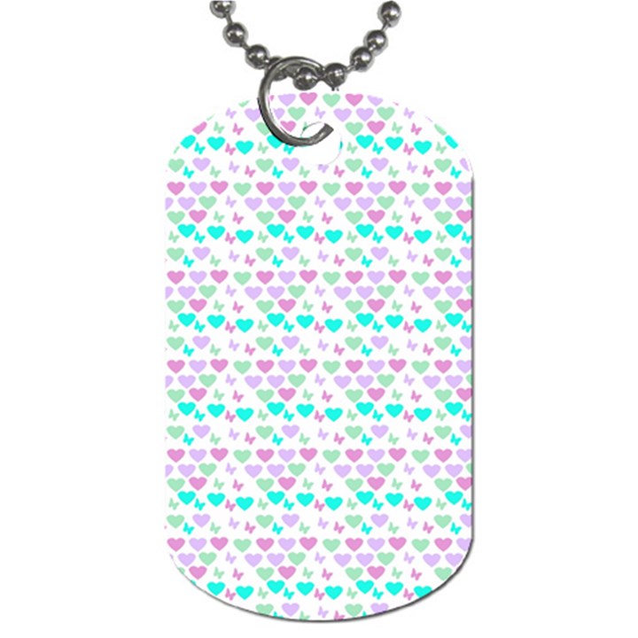 Hearts Butterflies White 1200 Dog Tag (One Side)