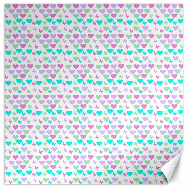 Hearts Butterflies White 1200 Canvas 16  x 16  