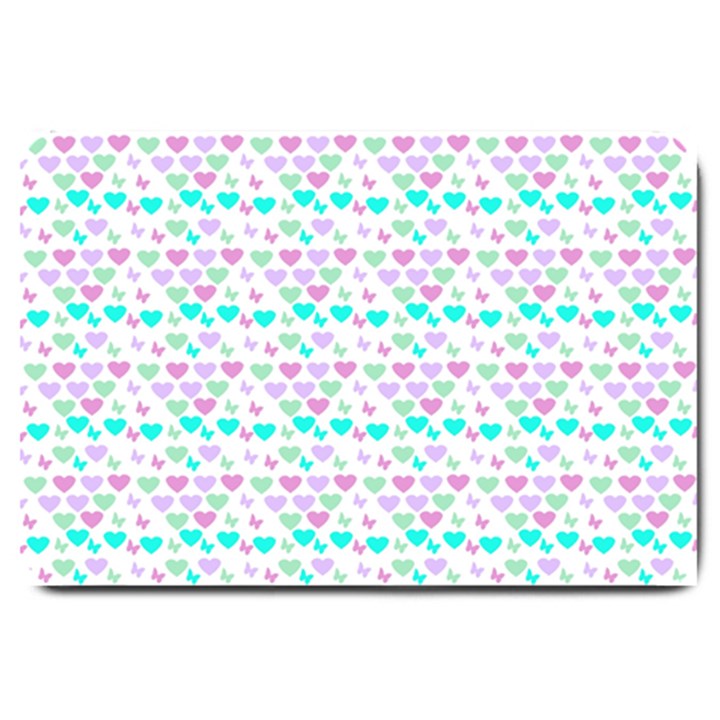 Hearts Butterflies White 1200 Large Doormat 