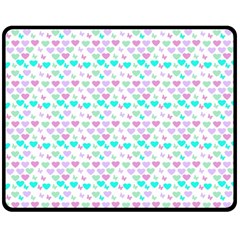 Hearts Butterflies White 1200 Fleece Blanket (medium)  by snowwhitegirl