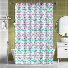 Hearts Butterflies White 1200 Shower Curtain 48  X 72  (small)  by snowwhitegirl