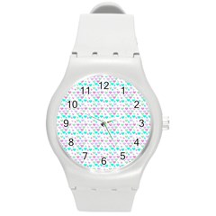 Hearts Butterflies White 1200 Round Plastic Sport Watch (m) by snowwhitegirl