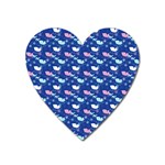 Snow Sleigh Deer Blue Heart Magnet Front