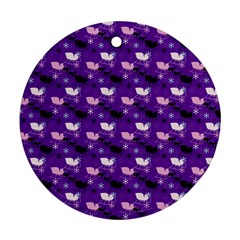 Snow Sleigh Deer Purple Ornament (round)