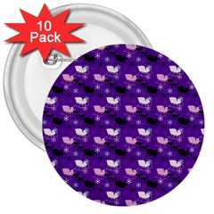 Snow Sleigh Deer Purple 3  Buttons (10 Pack)  by snowwhitegirl