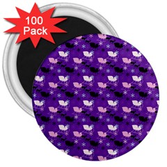 Snow Sleigh Deer Purple 3  Magnets (100 Pack) by snowwhitegirl