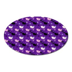 Snow Sleigh Deer Purple Oval Magnet by snowwhitegirl