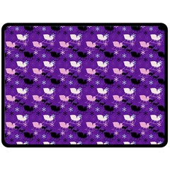 Snow Sleigh Deer Purple Fleece Blanket (large)  by snowwhitegirl