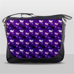 Snow Sleigh Deer Purple Messenger Bags by snowwhitegirl