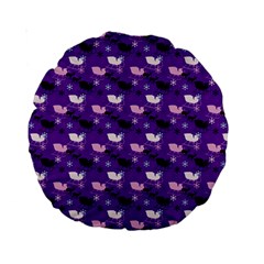 Snow Sleigh Deer Purple Standard 15  Premium Round Cushions by snowwhitegirl