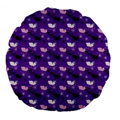 Snow Sleigh Deer Purple Large 18  Premium Round Cushions by snowwhitegirl