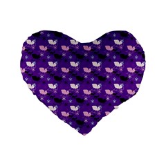 Snow Sleigh Deer Purple Standard 16  Premium Heart Shape Cushions by snowwhitegirl