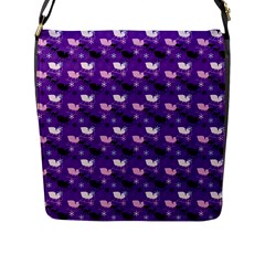 Snow Sleigh Deer Purple Flap Messenger Bag (l)  by snowwhitegirl