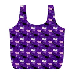 Snow Sleigh Deer Purple Full Print Recycle Bags (l)  by snowwhitegirl