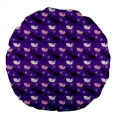 Snow Sleigh Deer Purple Large 18  Premium Flano Round Cushions by snowwhitegirl