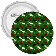 Snow Sleigh Deer Green 3  Buttons by snowwhitegirl