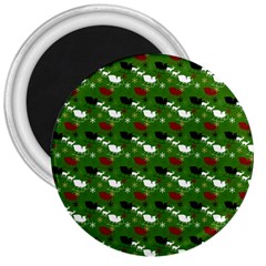 Snow Sleigh Deer Green 3  Magnets by snowwhitegirl