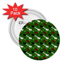 Snow Sleigh Deer Green 2 25  Buttons (10 Pack)  by snowwhitegirl